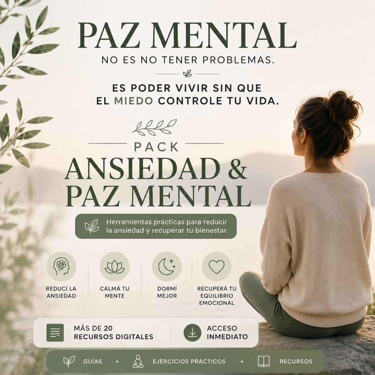 Pack Ansiedad & Paz Mental 🌿
Recuperá tu calma. Recuperá tu vida.
