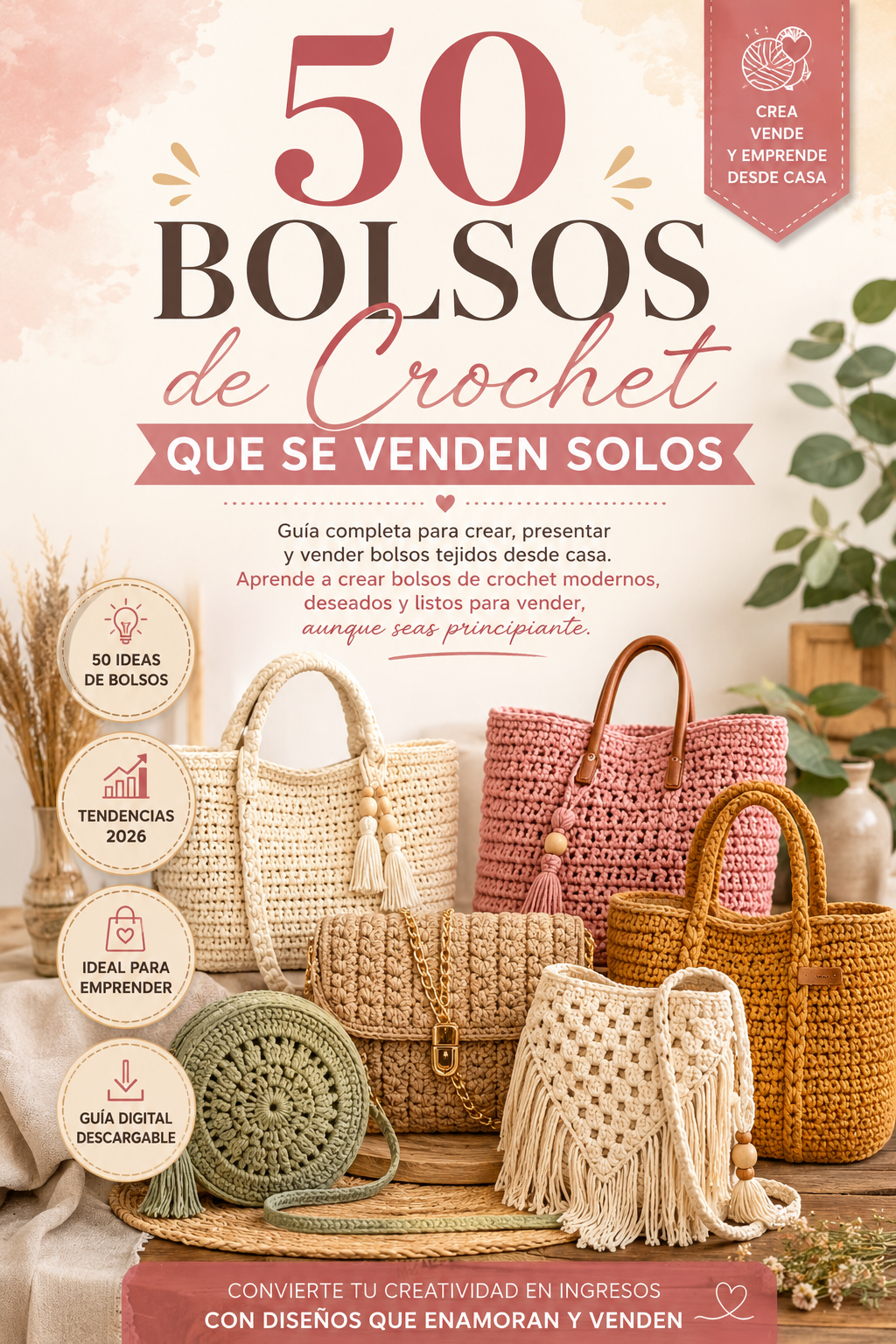 🧶50 Bolsos de Crochet que se Venden Solos